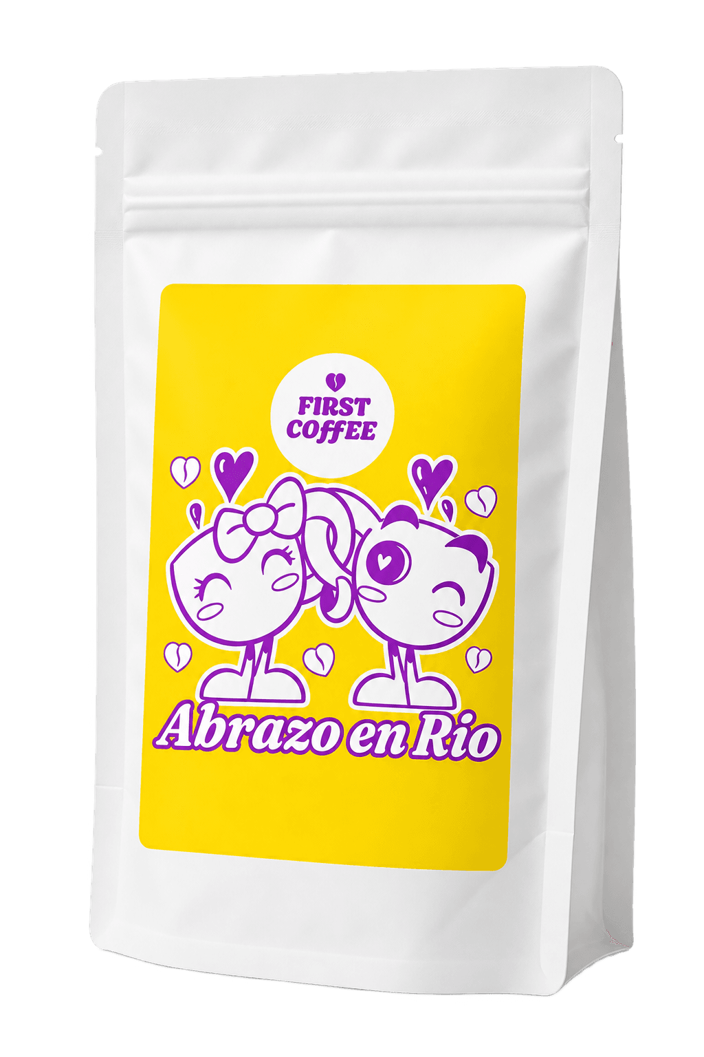 Sobre de 250 g de Abrazo en Río, con su etiqueta y los Tazis